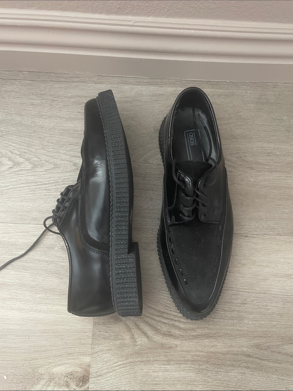 ASOS Black Lace-Up Derby Creeper Shoes